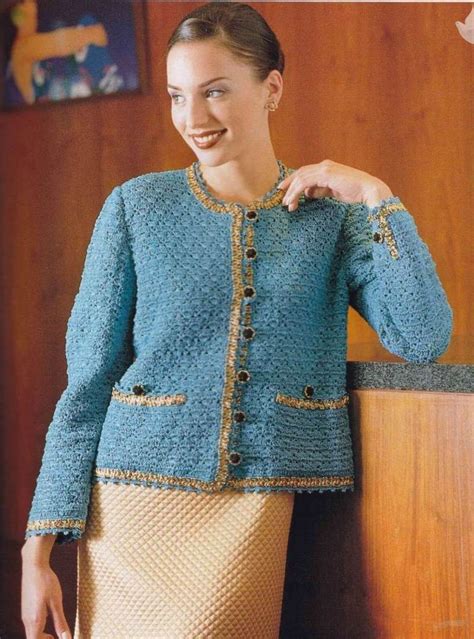 crochet chanel jacket|chanel style crochet jacket.